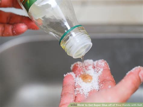 how to get super glue off hands with salt